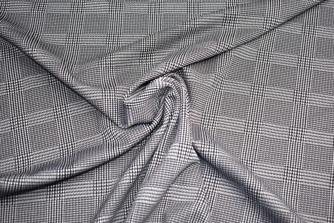 Charcoal Printed Wool Fabric Material