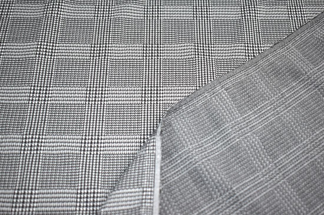 Charcoal Printed Wool Fabric Material