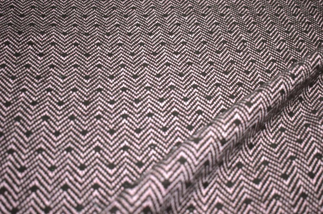 Black & Pink Black/Pink Printed Wool Fabric Material