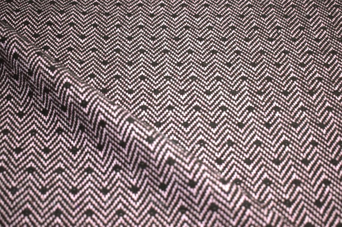 Black & Pink Black/Pink Printed Wool Fabric Material