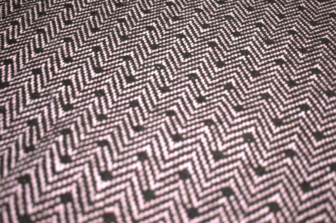 Black & Pink Black/Pink Printed Wool Fabric Material