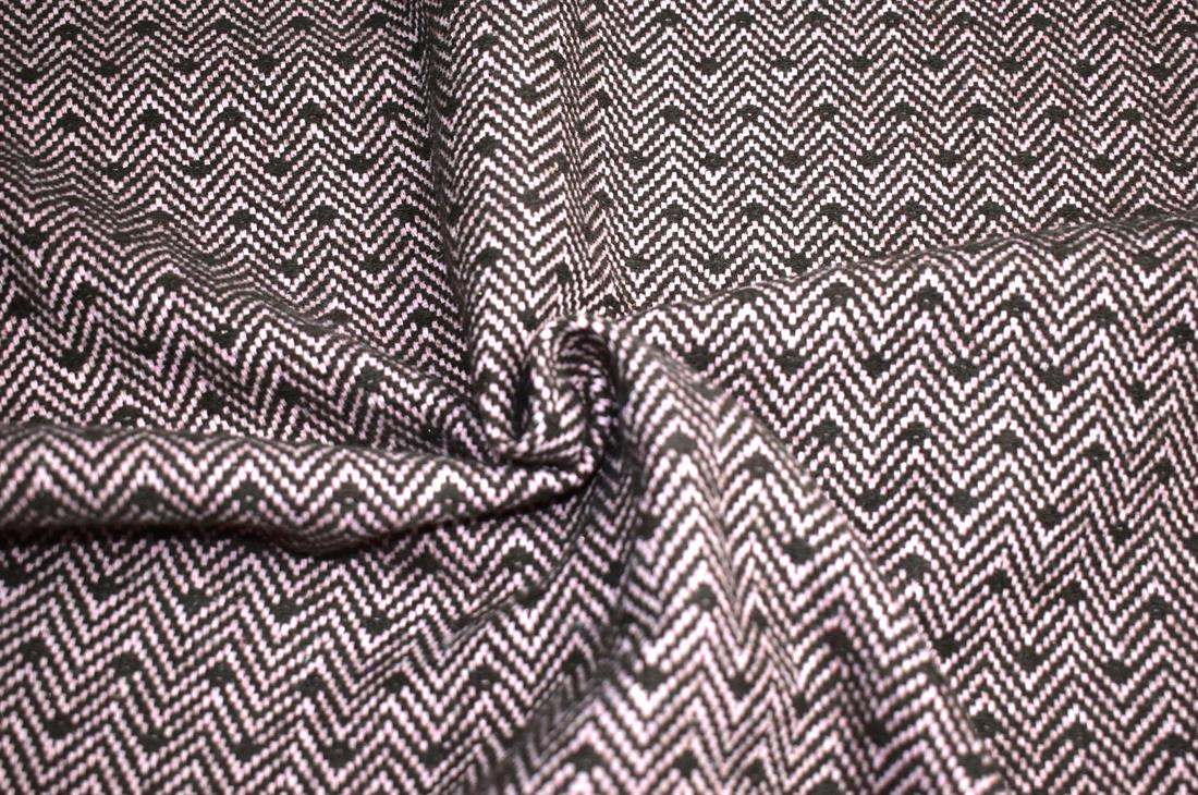 Black & Pink Black/Pink Printed Wool Fabric Material