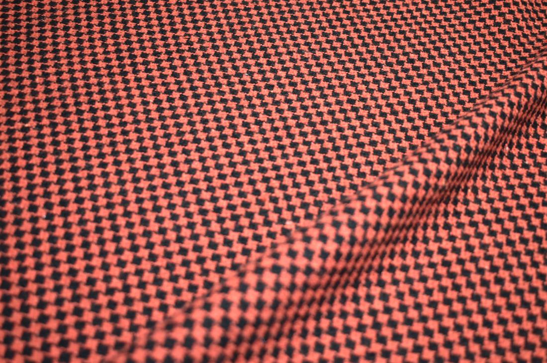 Orange & Black Orange/Black Printed Wool Fabric Material