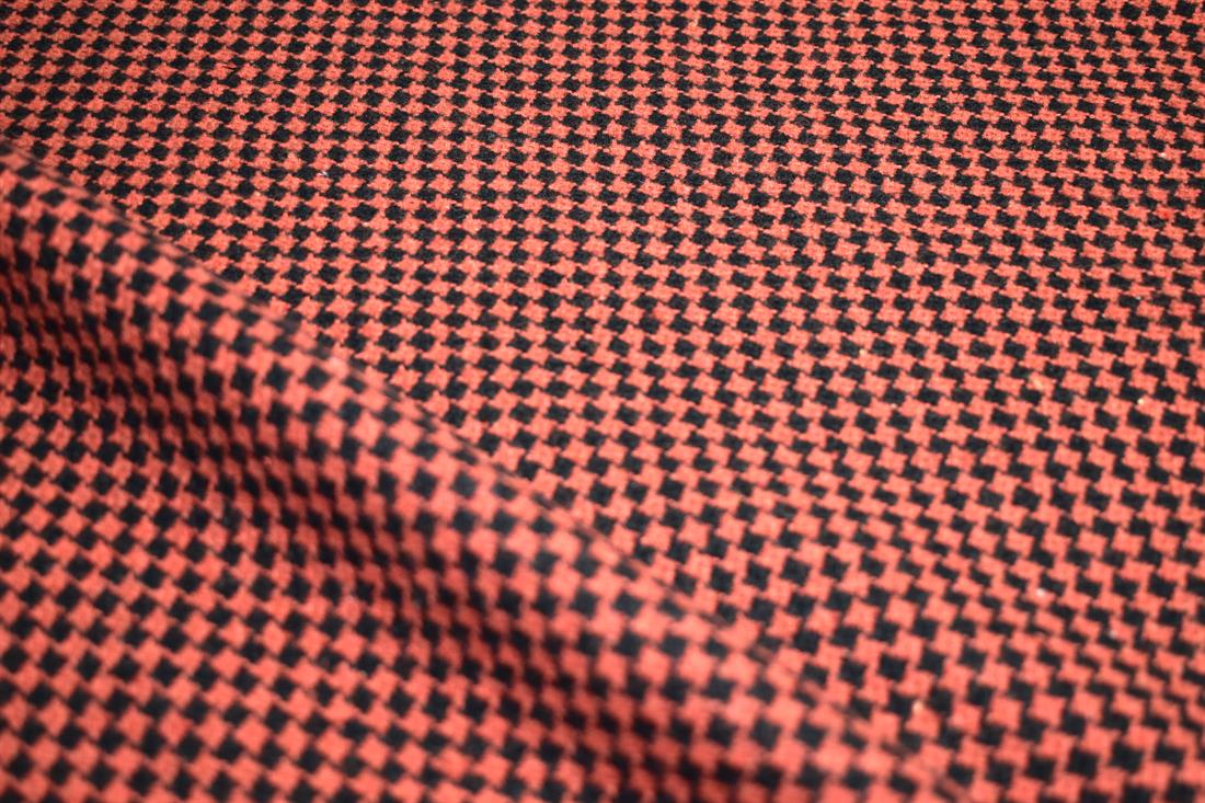Orange & Black Orange/Black Printed Wool Fabric Material