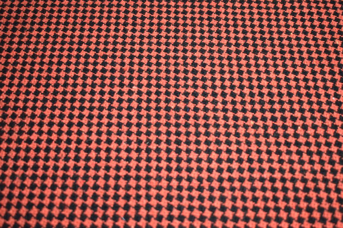 Orange & Black Orange/Black Printed Wool Fabric Material