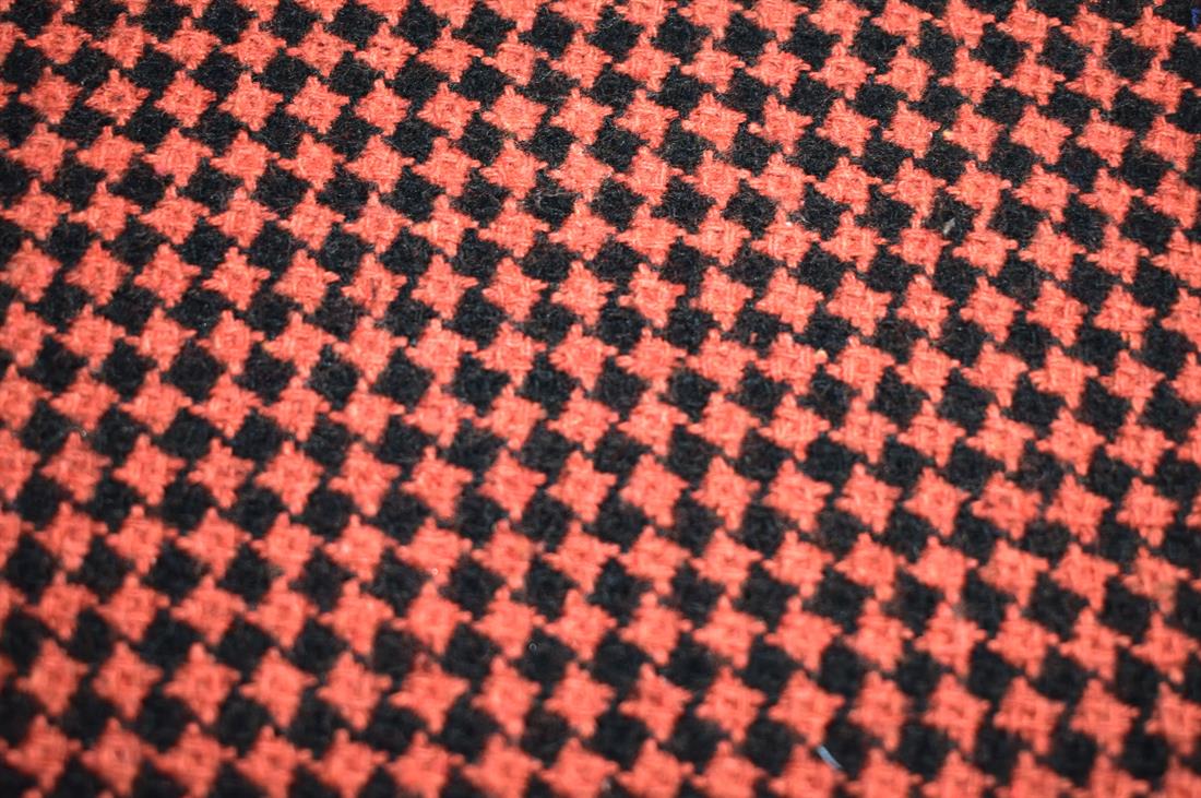 Orange & Black Orange/Black Printed Wool Fabric Material