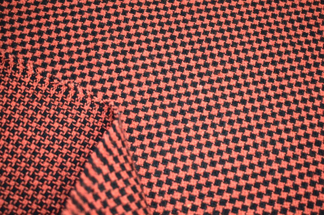 Orange & Black Orange/Black Printed Wool Fabric Material