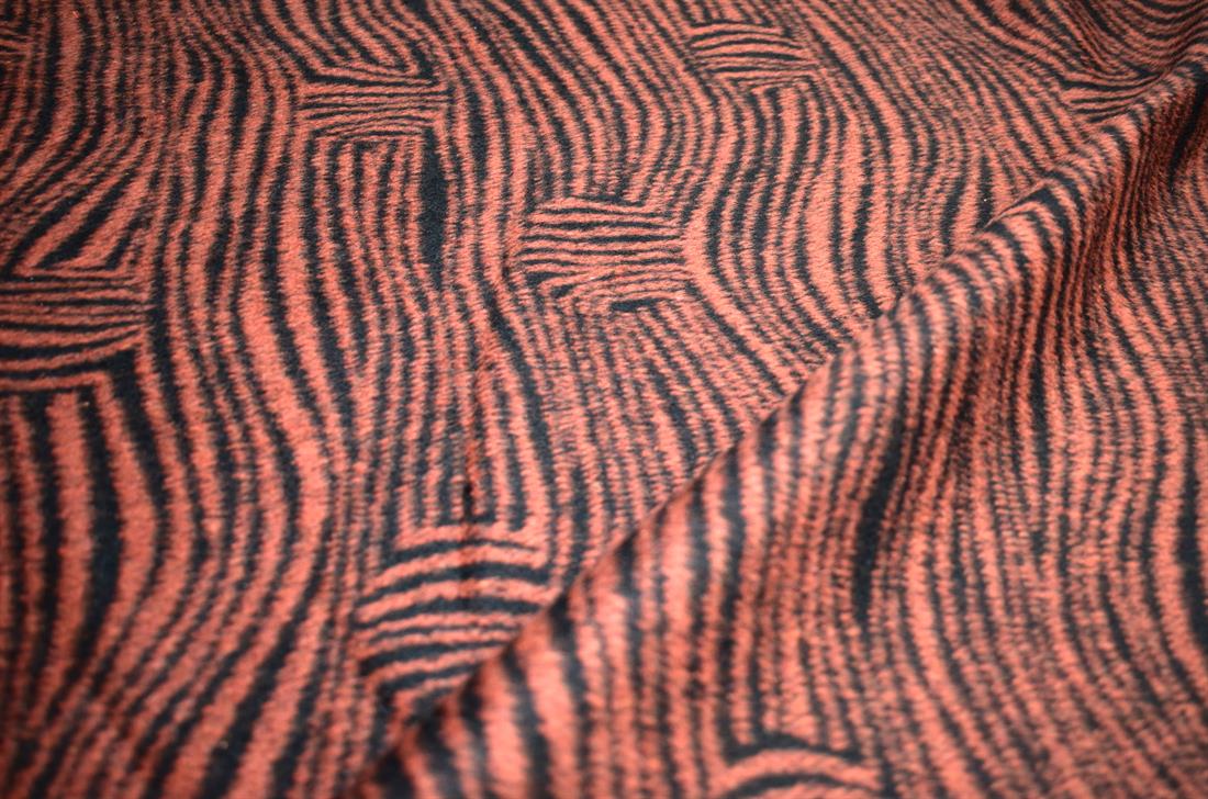 Orange & Black Orange/Black Printed Wool Fabric Material