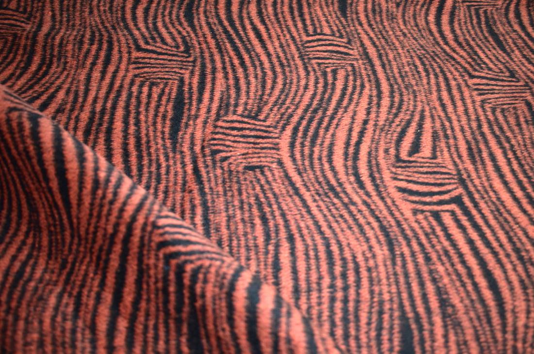 Orange & Black Orange/Black Printed Wool Fabric Material