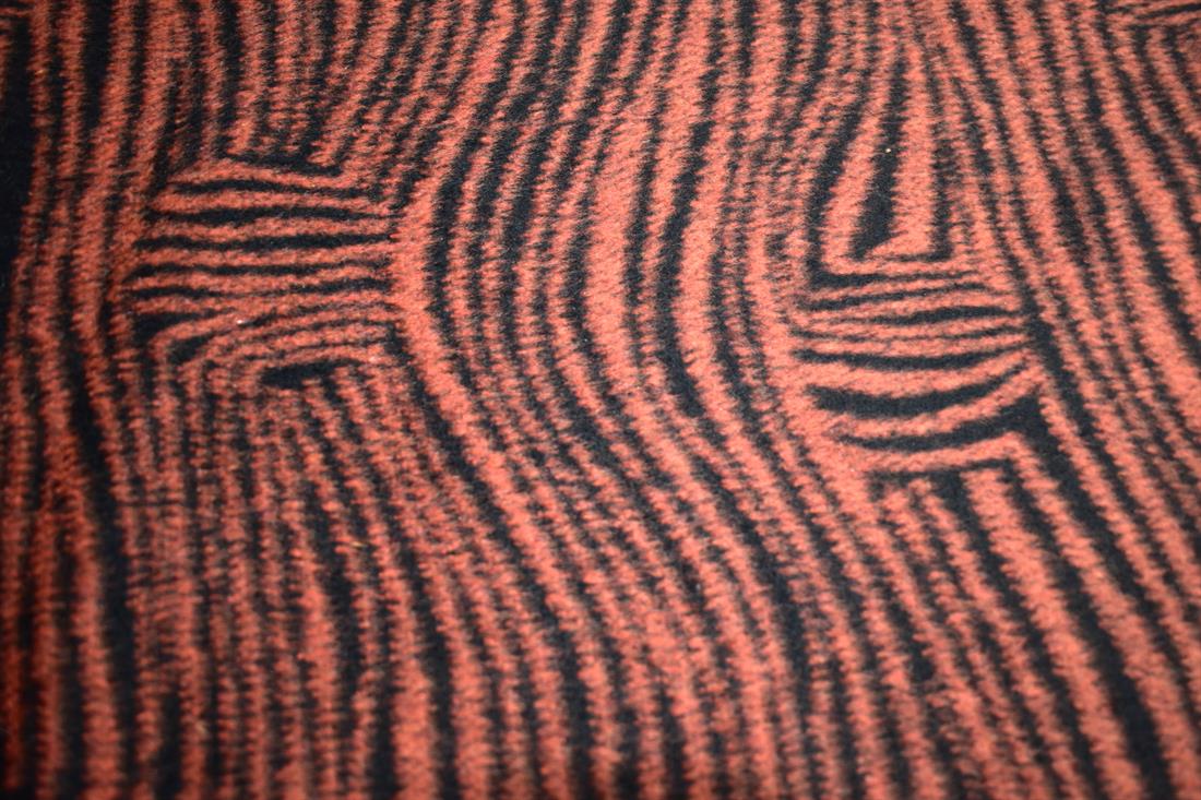 Orange & Black Orange/Black Printed Wool Fabric Material
