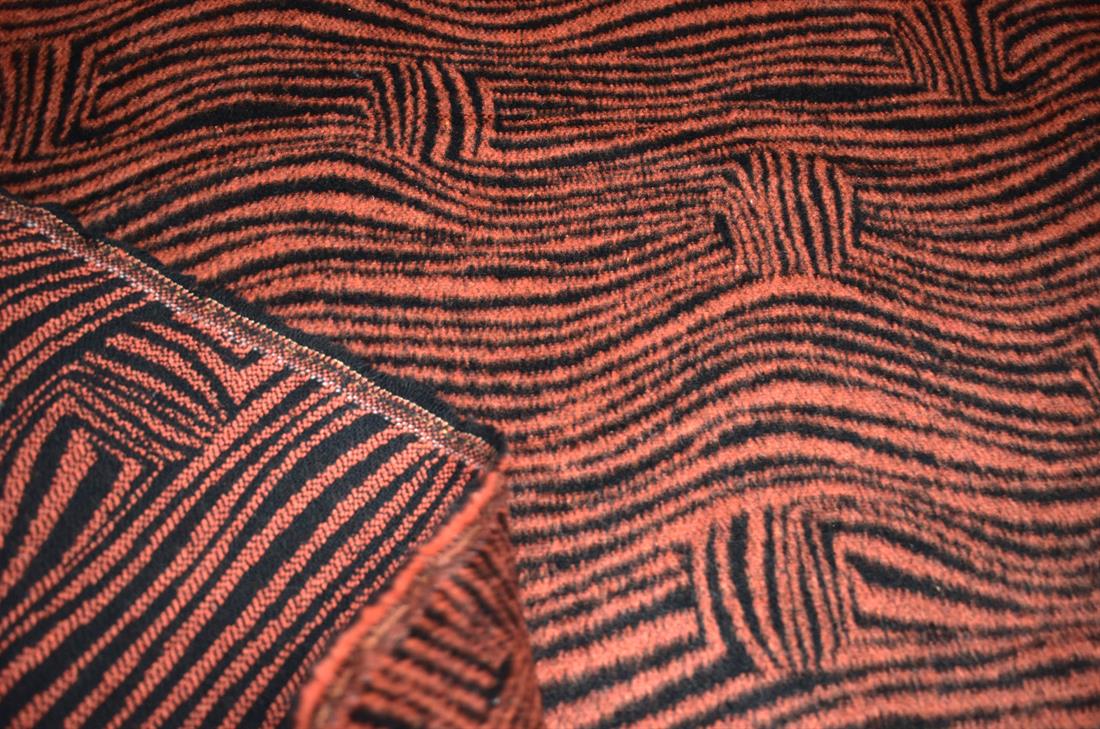 Orange & Black Orange/Black Printed Wool Fabric Material