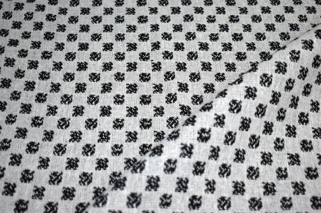 Light Grey & Black Light Grey/Black Printed Wool Fabric Material