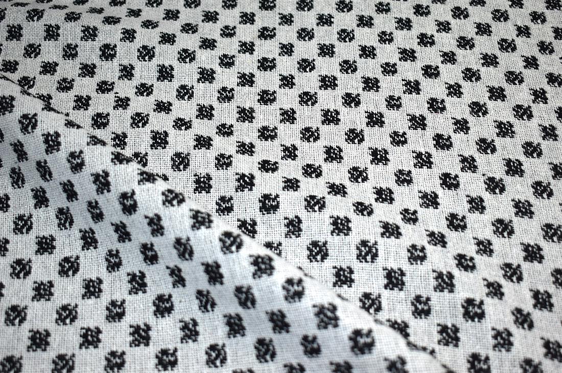Light Grey & Black Light Grey/Black Printed Wool Fabric Material