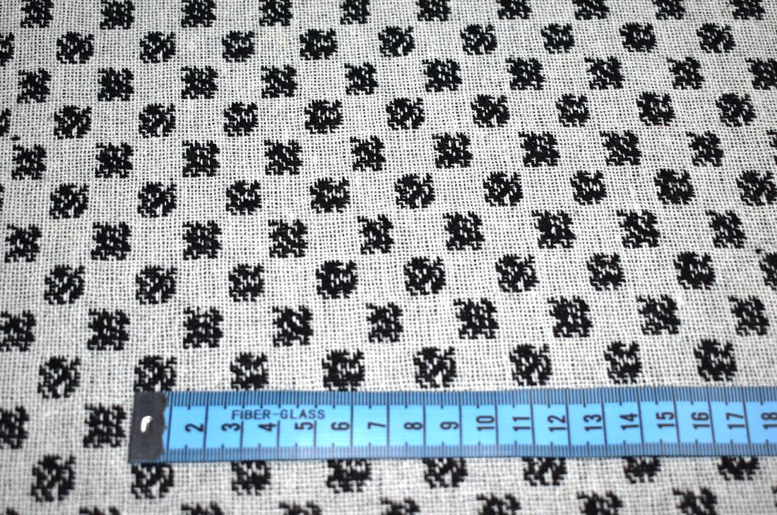 Light Grey & Black Light Grey/Black Printed Wool Fabric Material