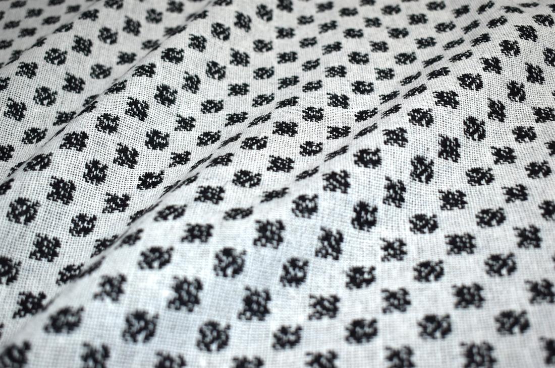 Light Grey & Black Light Grey/Black Printed Wool Fabric Material