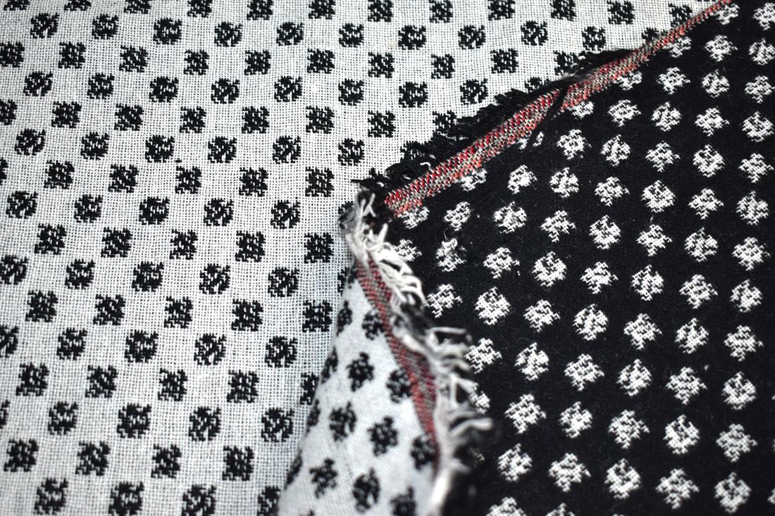 Light Grey & Black Light Grey/Black Printed Wool Fabric Material