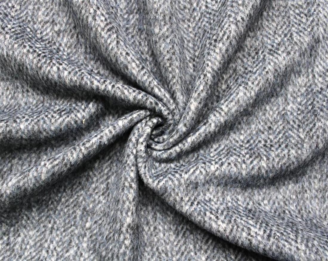 Blue Brushed Herringbone Wool