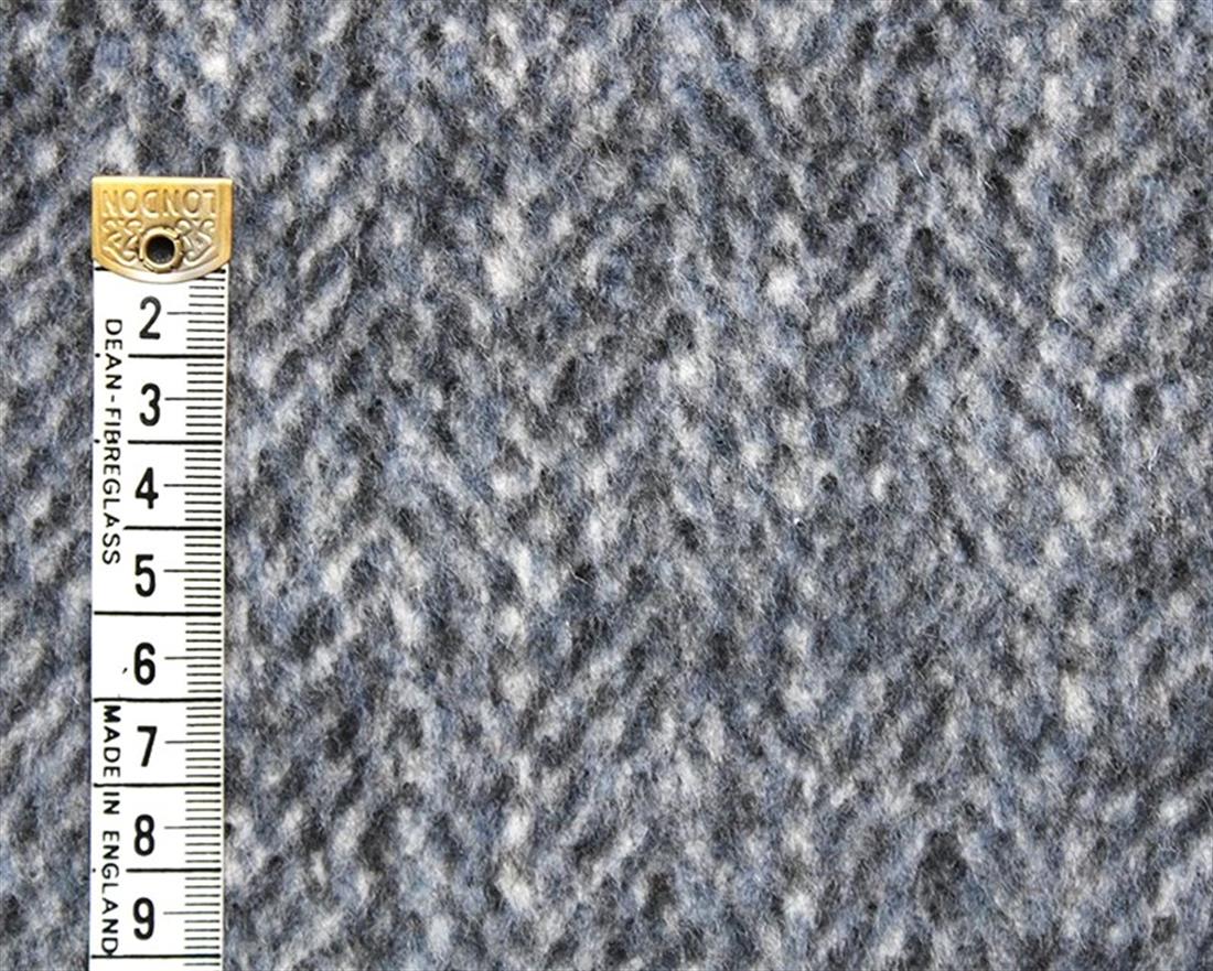 Blue Brushed Herringbone Wool