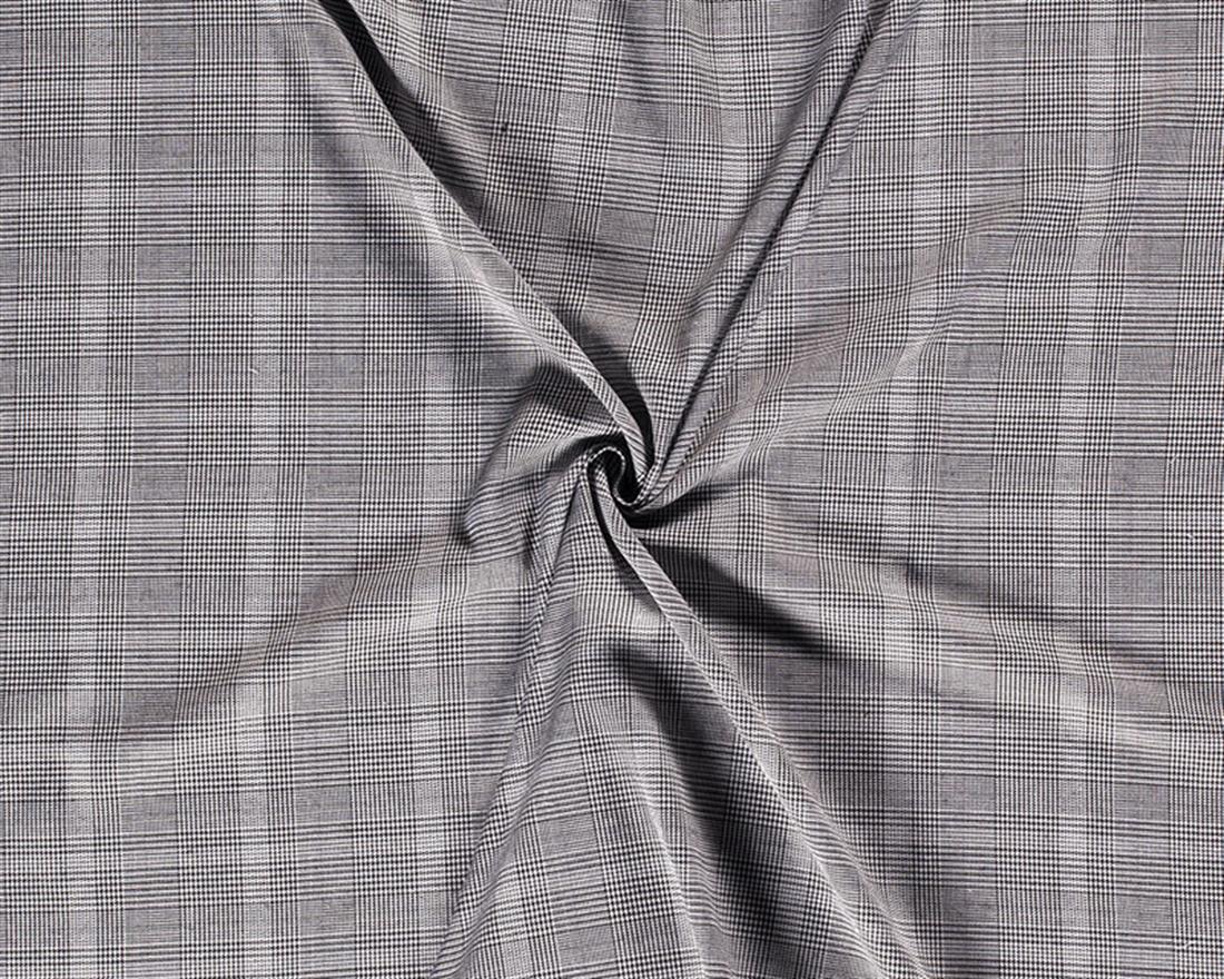 Black Woven Prince of Wales Check Polycotton Combines the Strength of…