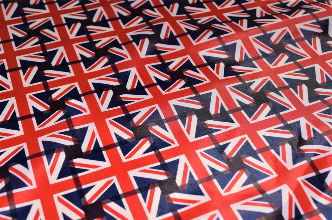 Navy Union Jack 100% Polyester Fabric Material