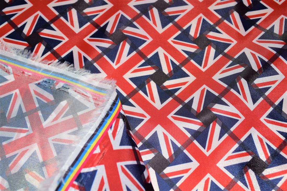 Navy Union Jack 100% Polyester Fabric Material