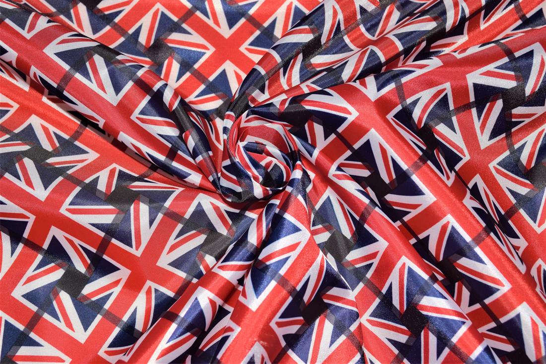 Navy Union Jack 100% Polyester Fabric Material