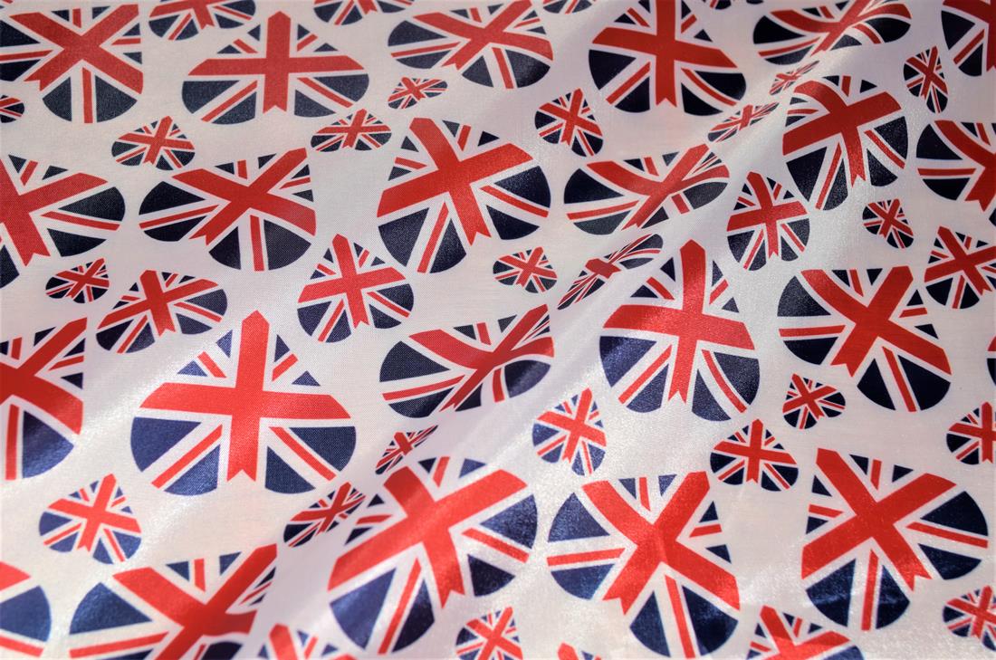 White Union Jack 100% Polyester Fabric Material