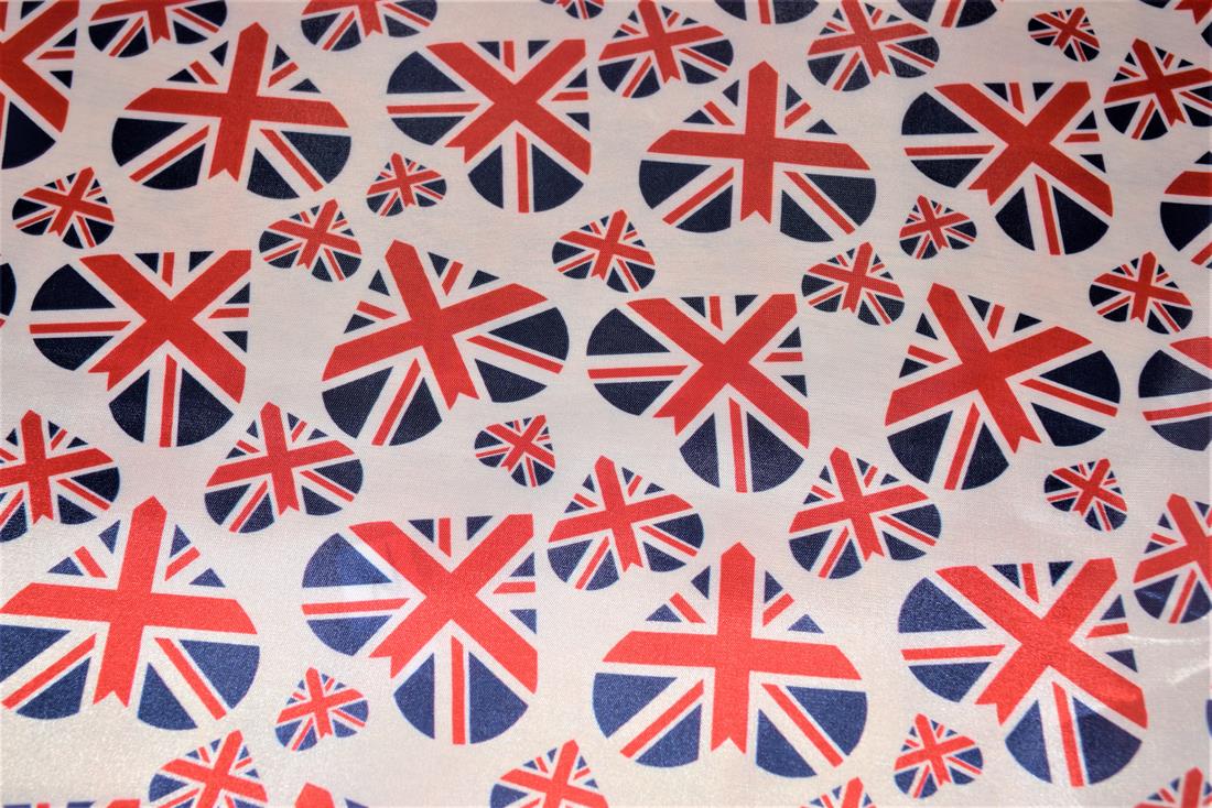 White Union Jack 100% Polyester Fabric Material