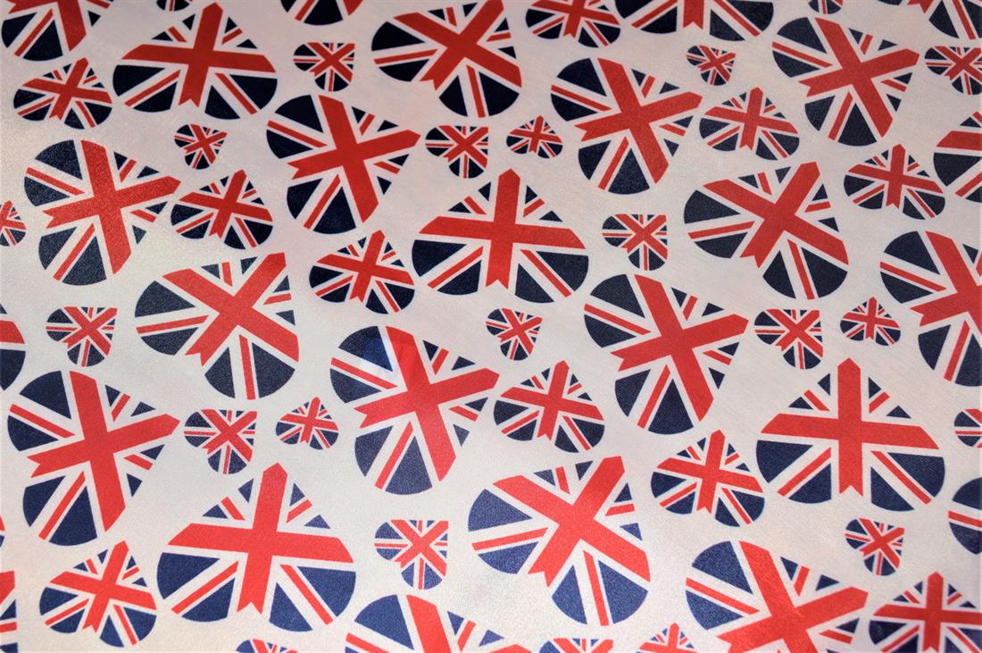 White Union Jack 100% Polyester Fabric Material