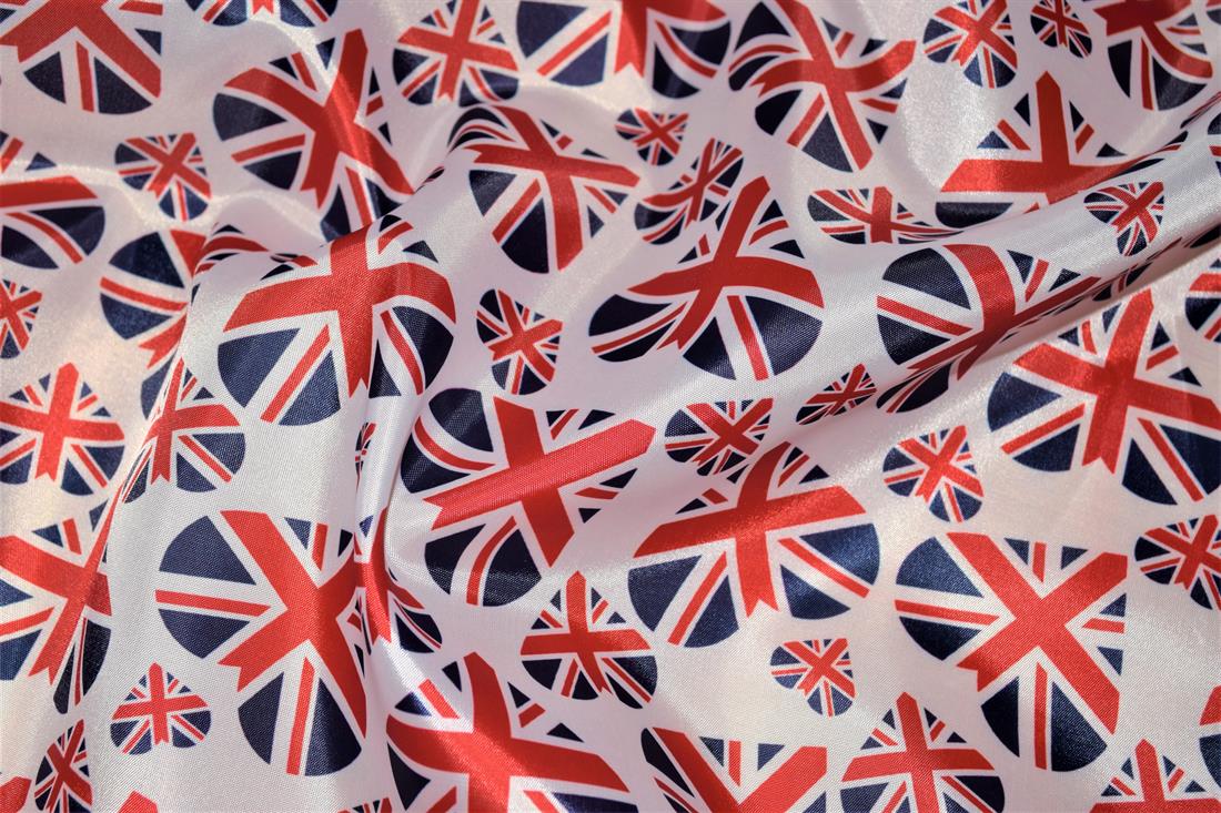 White Union Jack 100% Polyester Fabric Material