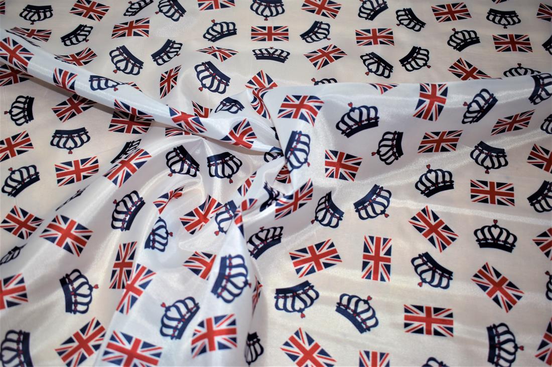 White Union Jack 100% Polyester Fabric Material