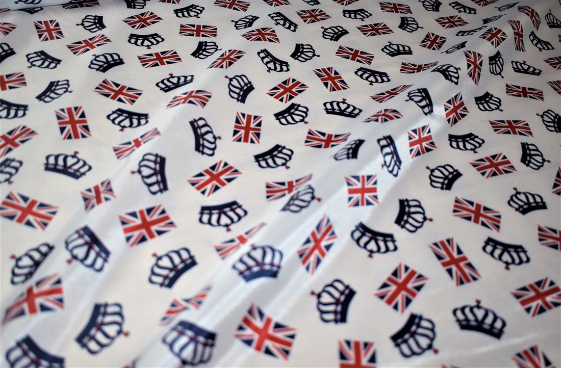 White Union Jack 100% Polyester Fabric Material