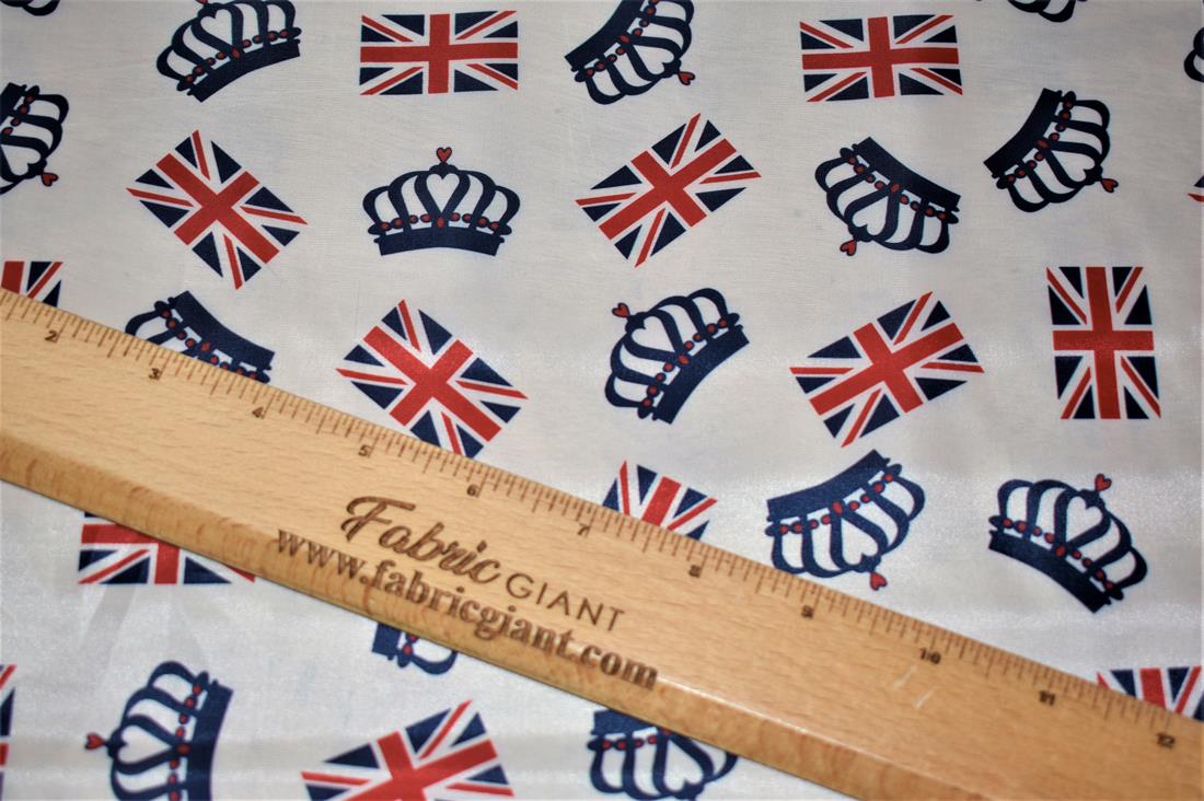White Union Jack 100% Polyester Fabric Material