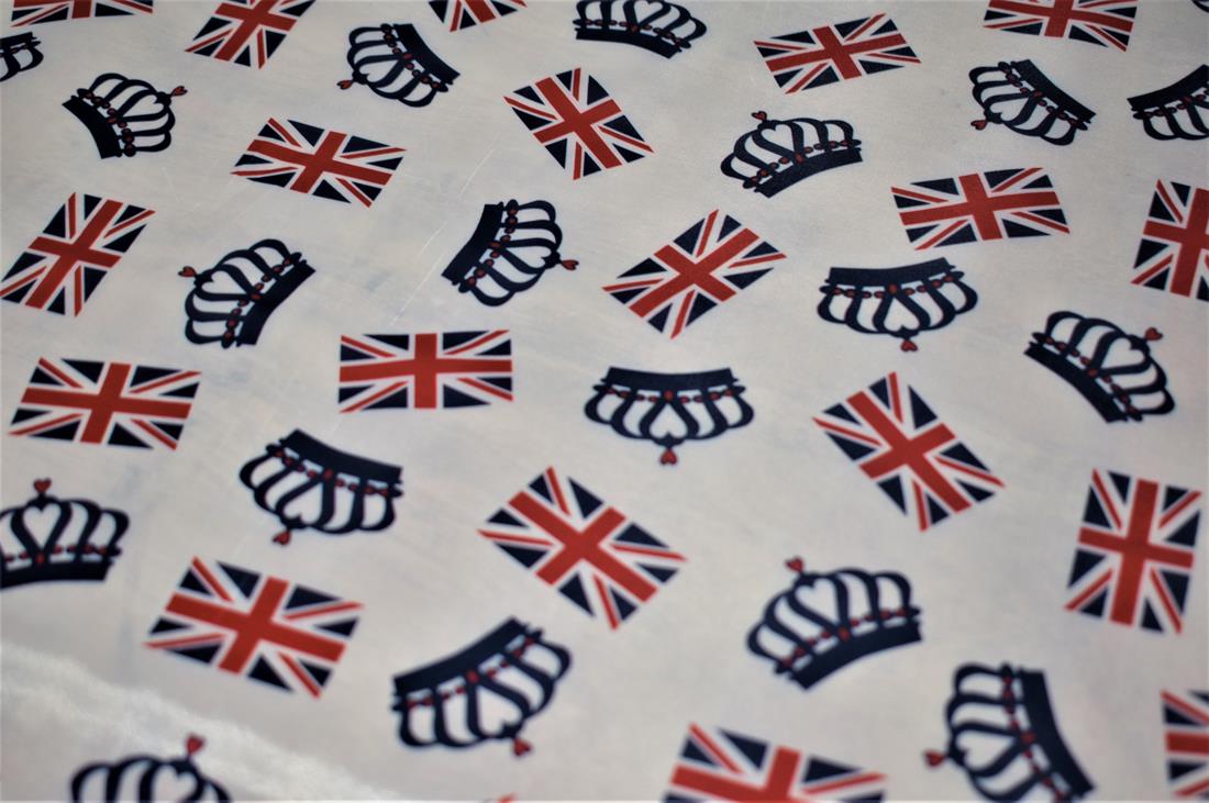 White Union Jack 100% Polyester Fabric Material