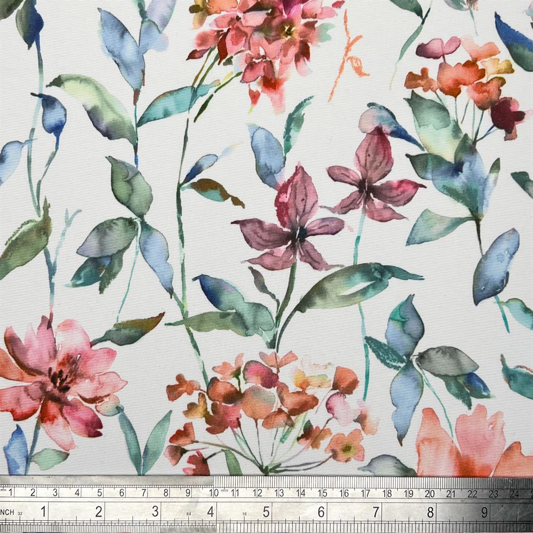 Giardino Autumn Outdoor and Indoor Bright Floral Rose Soft Fabric