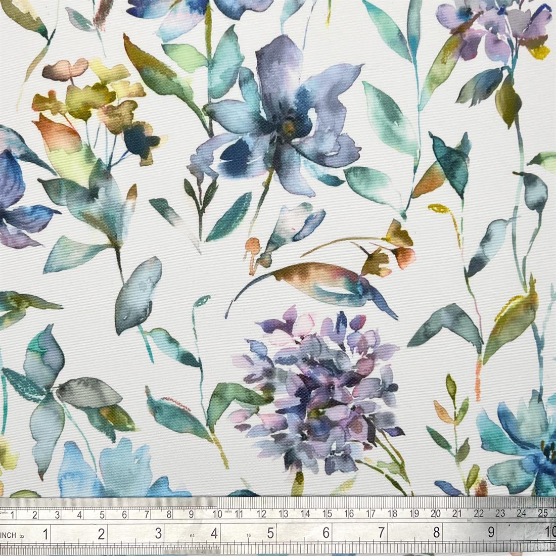 Giardino Peacock Outdoor and Indoor Bright Floral Rose Soft Fabric