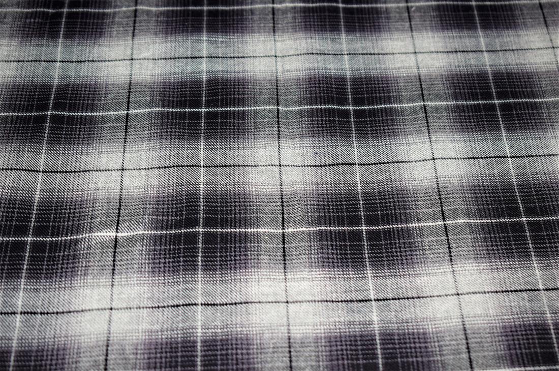 Grey & Black Tartan Check Print Yarn Dyed Fabric