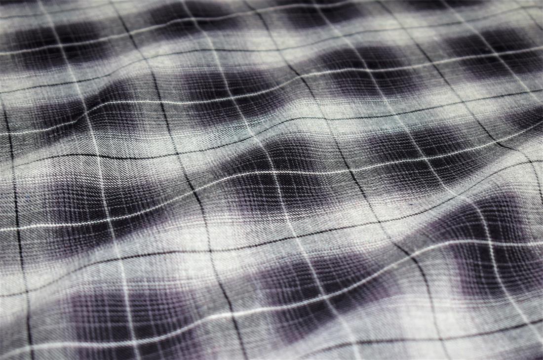 Grey & Black Tartan Check Print Yarn Dyed Fabric