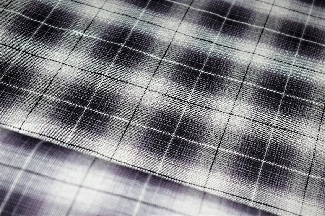 Grey & Black Tartan Check Print Yarn Dyed Fabric
