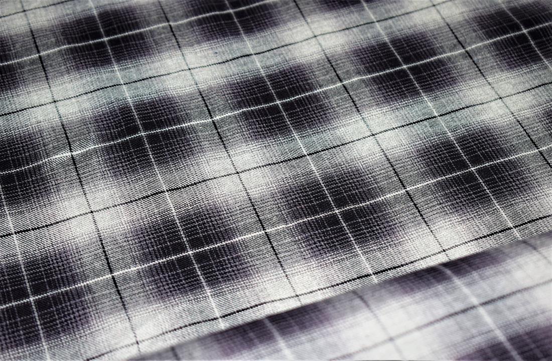 Grey & Black Tartan Check Print Yarn Dyed Fabric