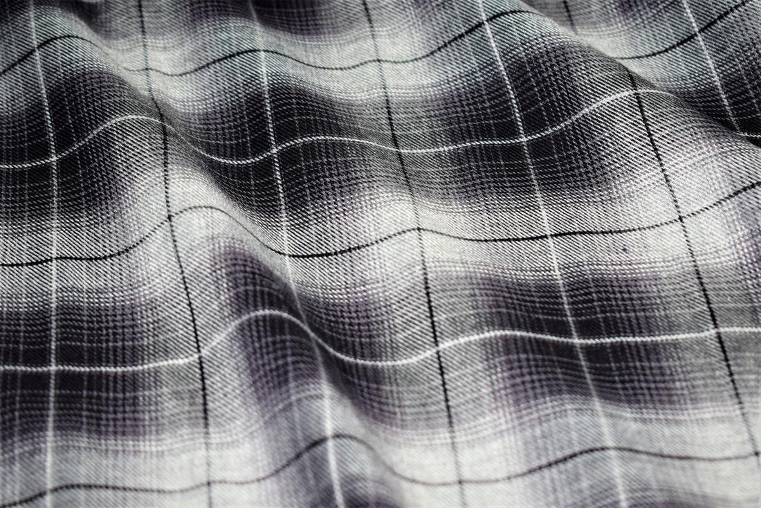 Grey & Black Tartan Check Print Yarn Dyed Fabric
