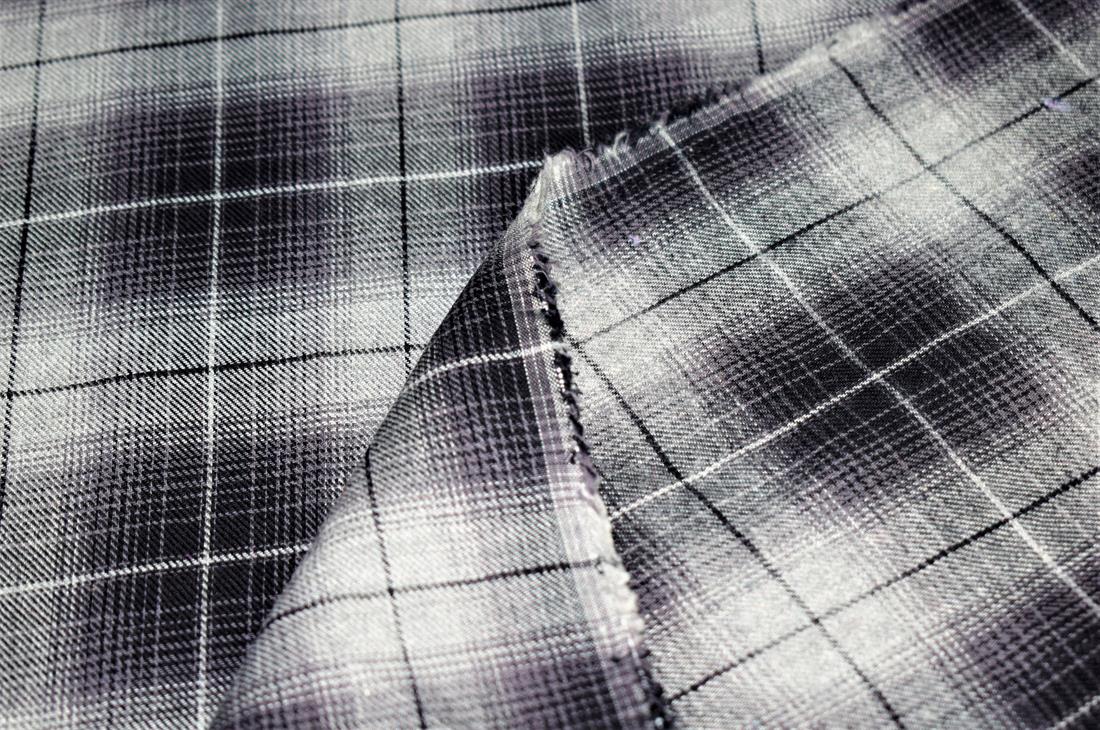 Grey & Black Tartan Check Print Yarn Dyed Fabric