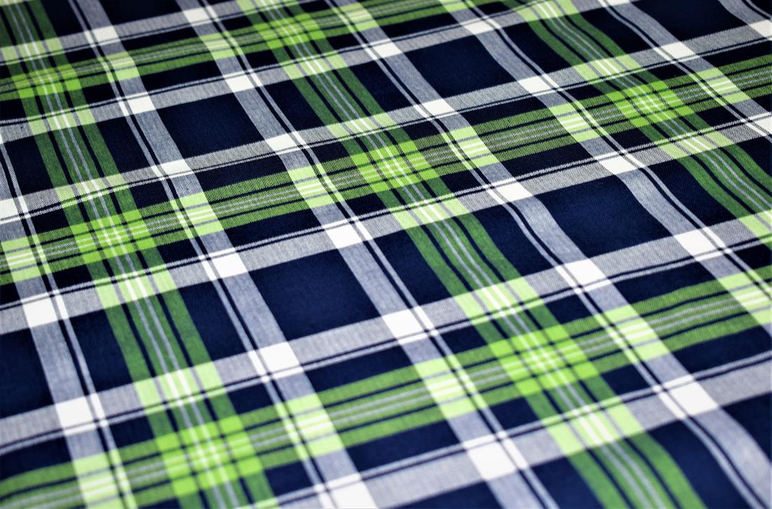 Lime & Navy Yarn Dyed Tartan Check Print