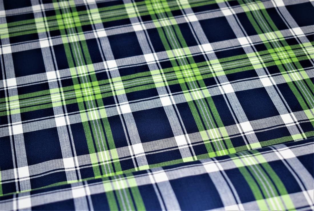 Lime & Navy Yarn Dyed Tartan Check Print