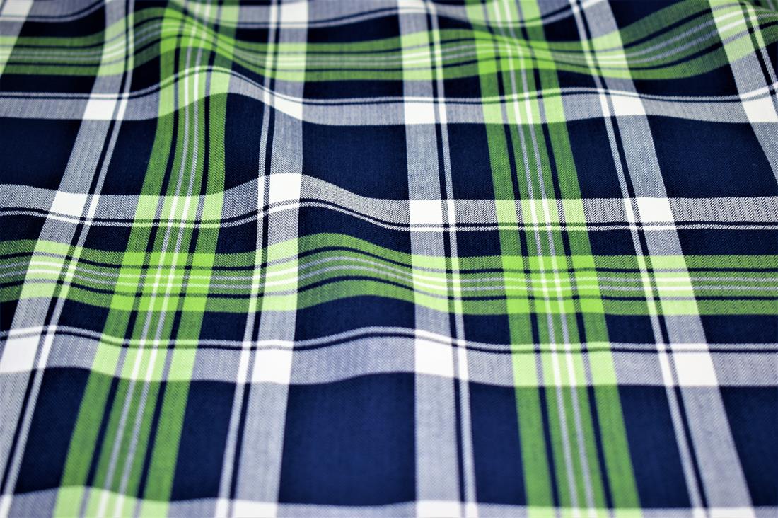 Lime & Navy Yarn Dyed Tartan Check Print