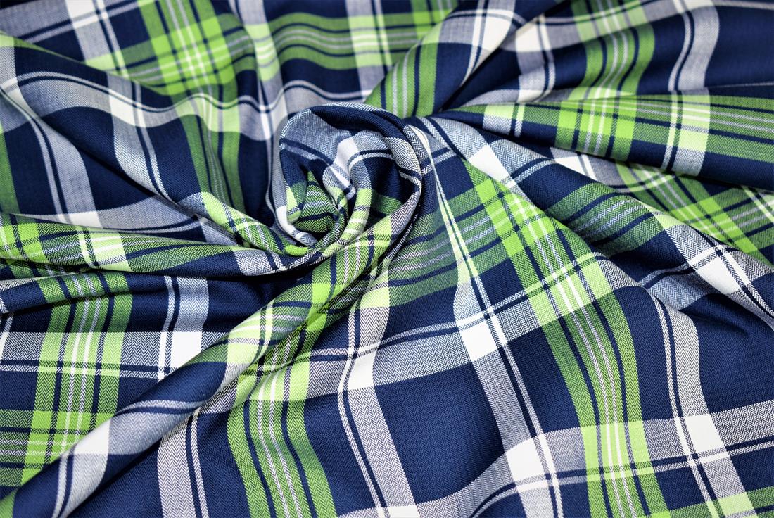 Lime & Navy Yarn Dyed Tartan Check Print