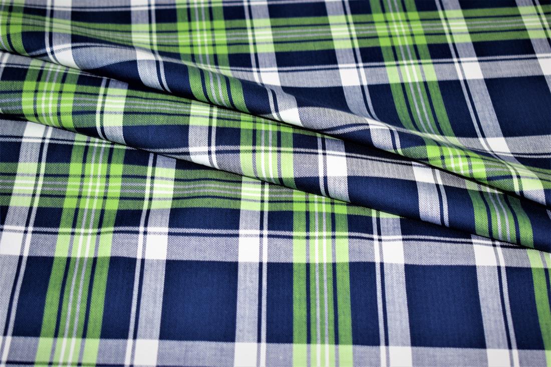 Lime & Navy Yarn Dyed Tartan Check Print