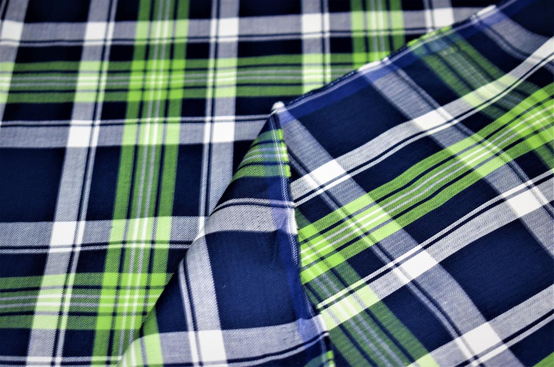 Lime & Navy Yarn Dyed Tartan Check Print