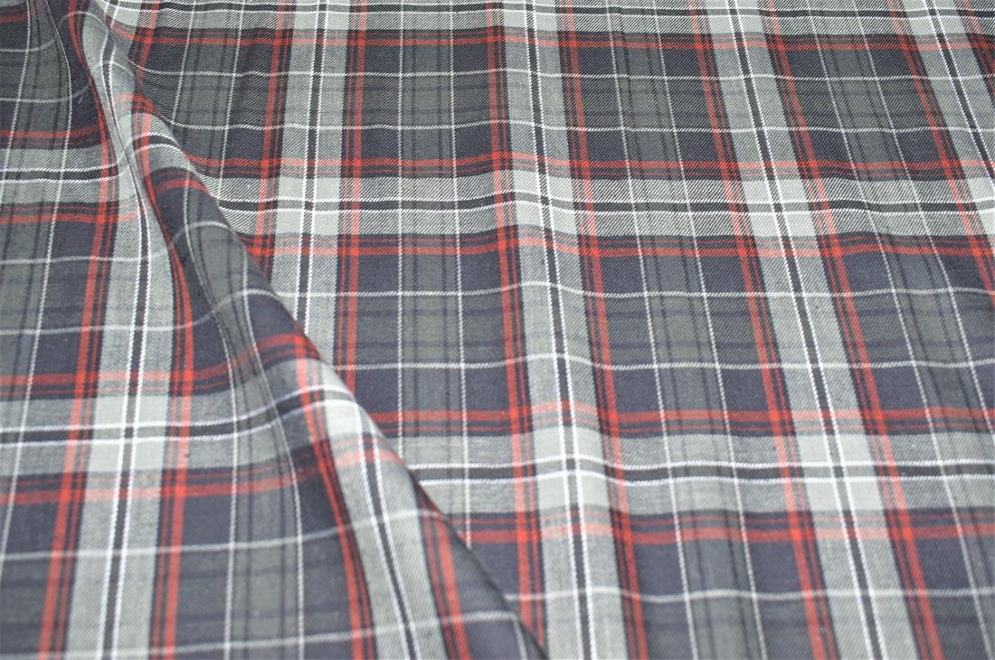 Black & Grey Printed Tartan Brushed/Yarn