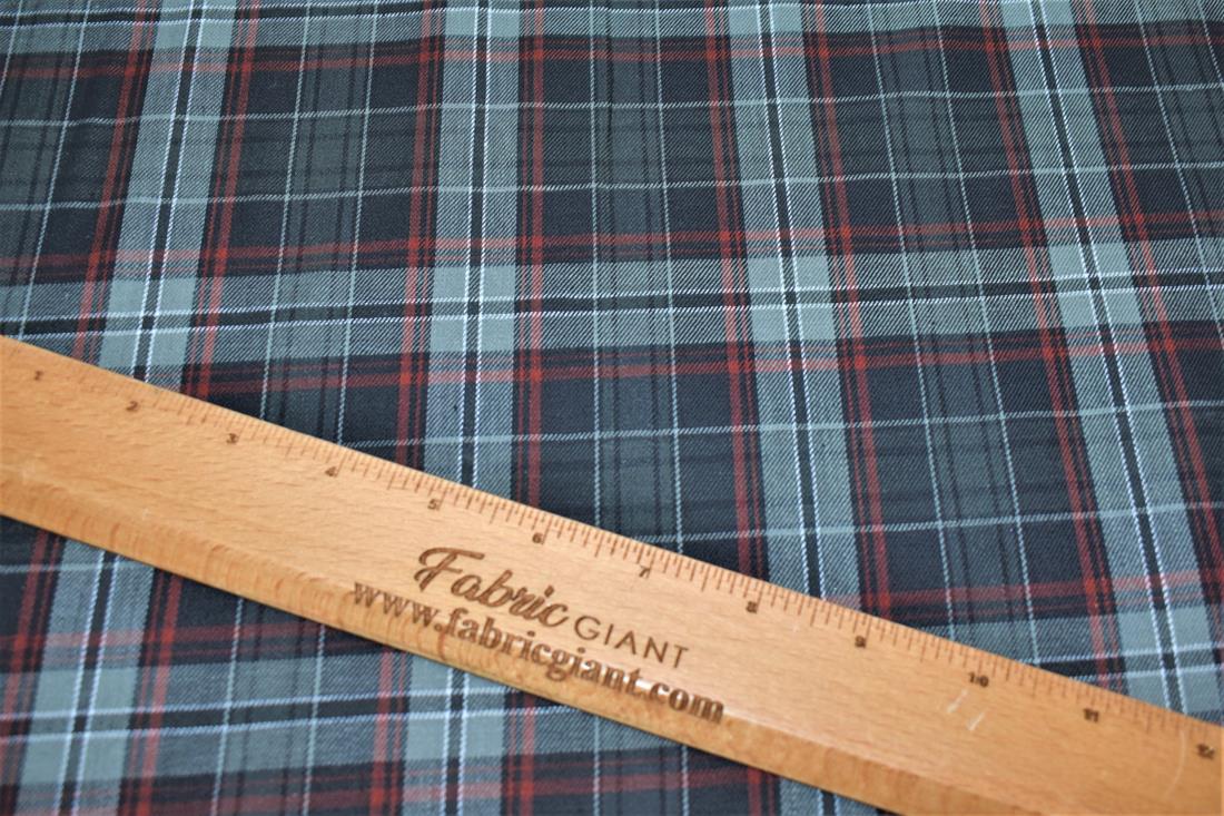 Black & Grey Printed Tartan Brushed/Yarn